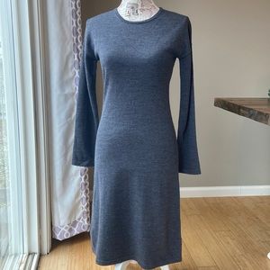 Garnet Hill 100% Merino Wool Gray Long Sleeve Dress